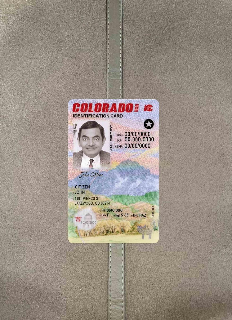 USA Colorado ID card under 21 photolook FRONT PSD template